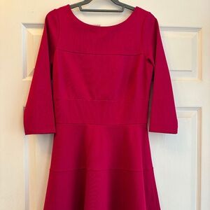 Banana Republic Dress Women 8 Fuschia Pink Knit A-Line 3/4 Sleeve Scoop Back Zip